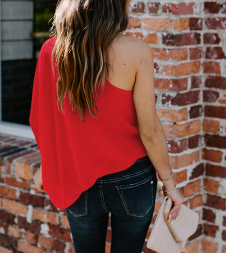 One Shoudler Chiffon Top