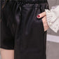 High Waist PU Shorts
