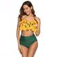 High Waist Floral Halter Bikini Set