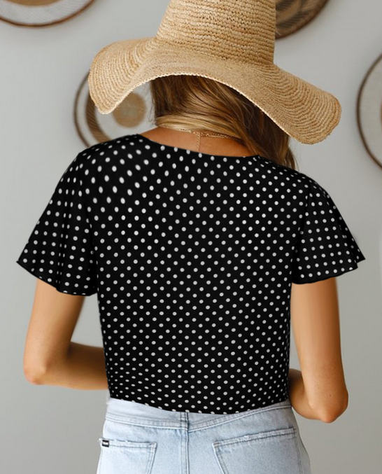 Front Buttons Deep V Neck Top