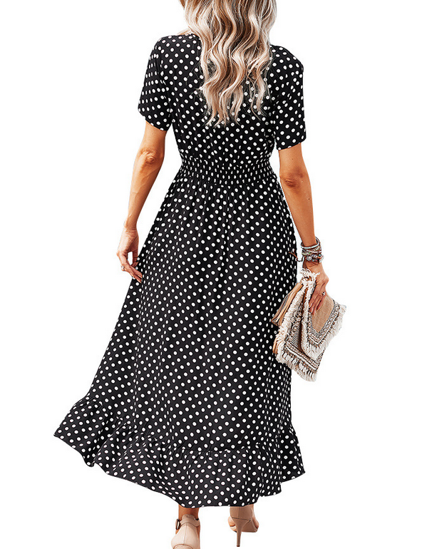Dots Front Buttons Dress
