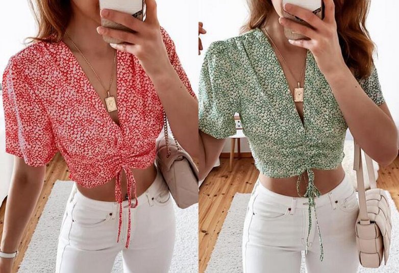 V Neck Flroal Top