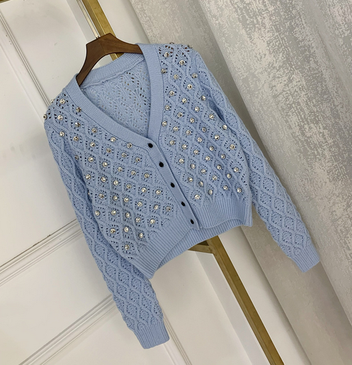 Beading Hollow Out Cardigan