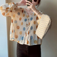 Front Buttons Folded Chiffon Top