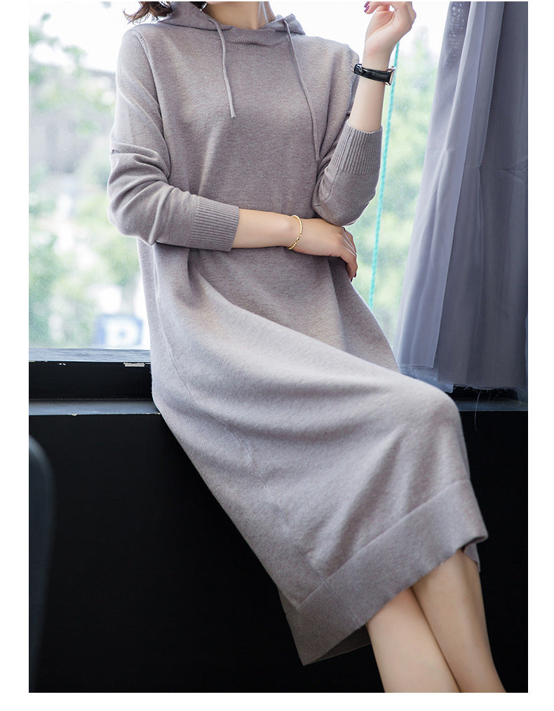 Knit Hooded Sweater Dress