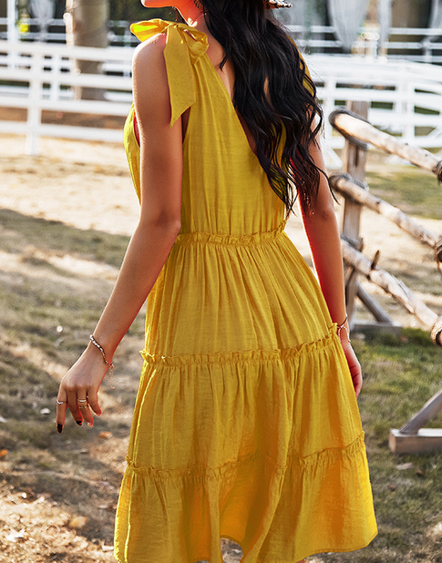 Sleeveless V Neck Dress