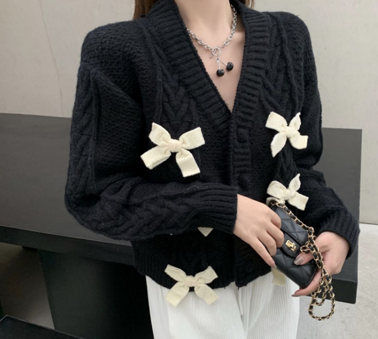 Bowknot Knotted Sweater Cardigan