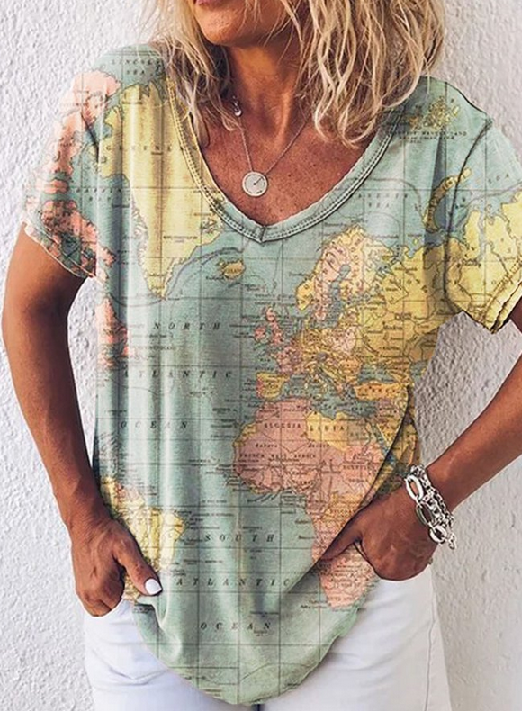 Map Pattern T shirt