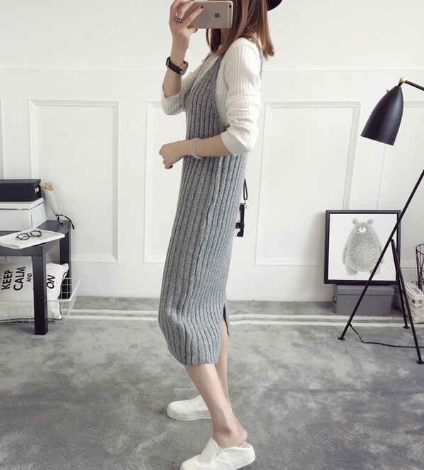 Vest skirt sweater dress