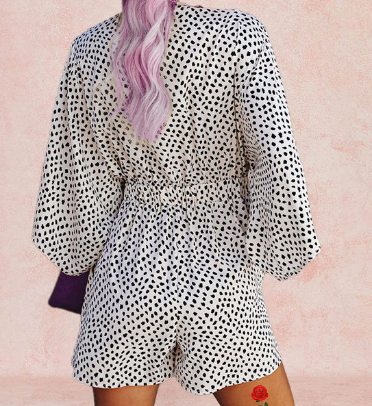 Dots Deep V Neck Romper