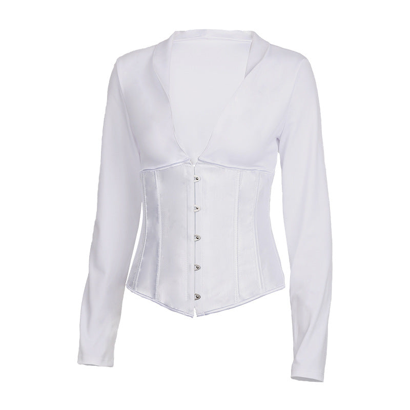 Lace Up V Neck Corset