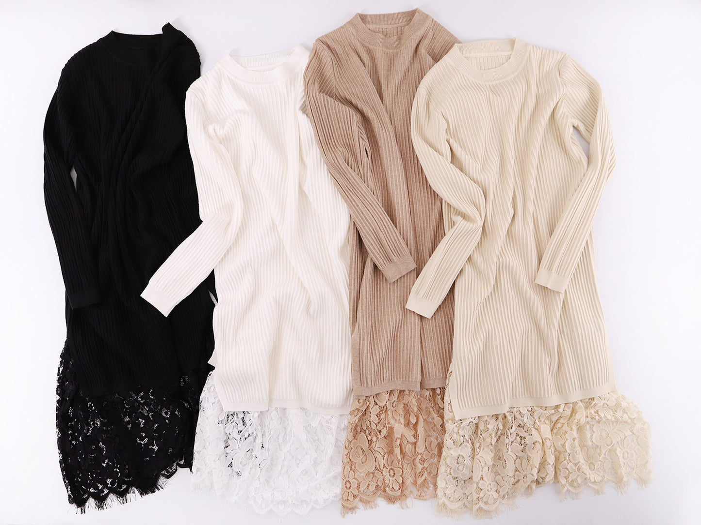 Lace Splicing Sweater Dress