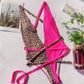 Leopard Print Splicing Deep V Neck Swimsuit