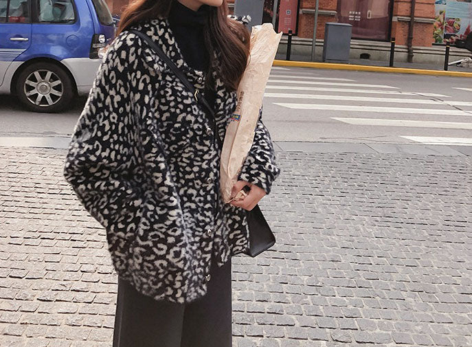 Leopard Knit Coat