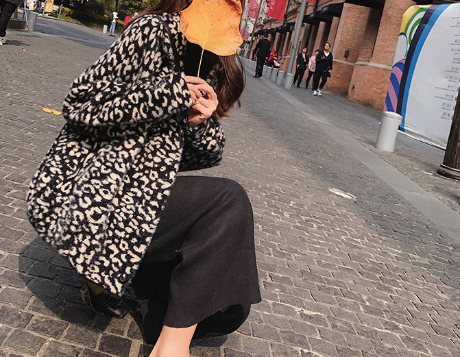 Leopard Knit Coat