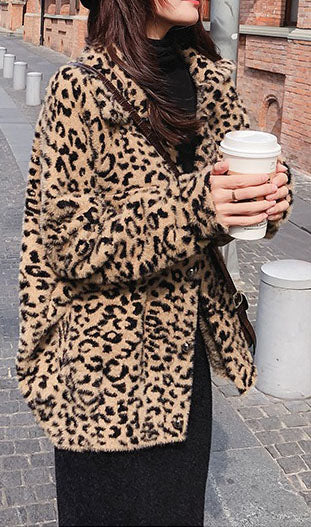 Leopard Knit Coat