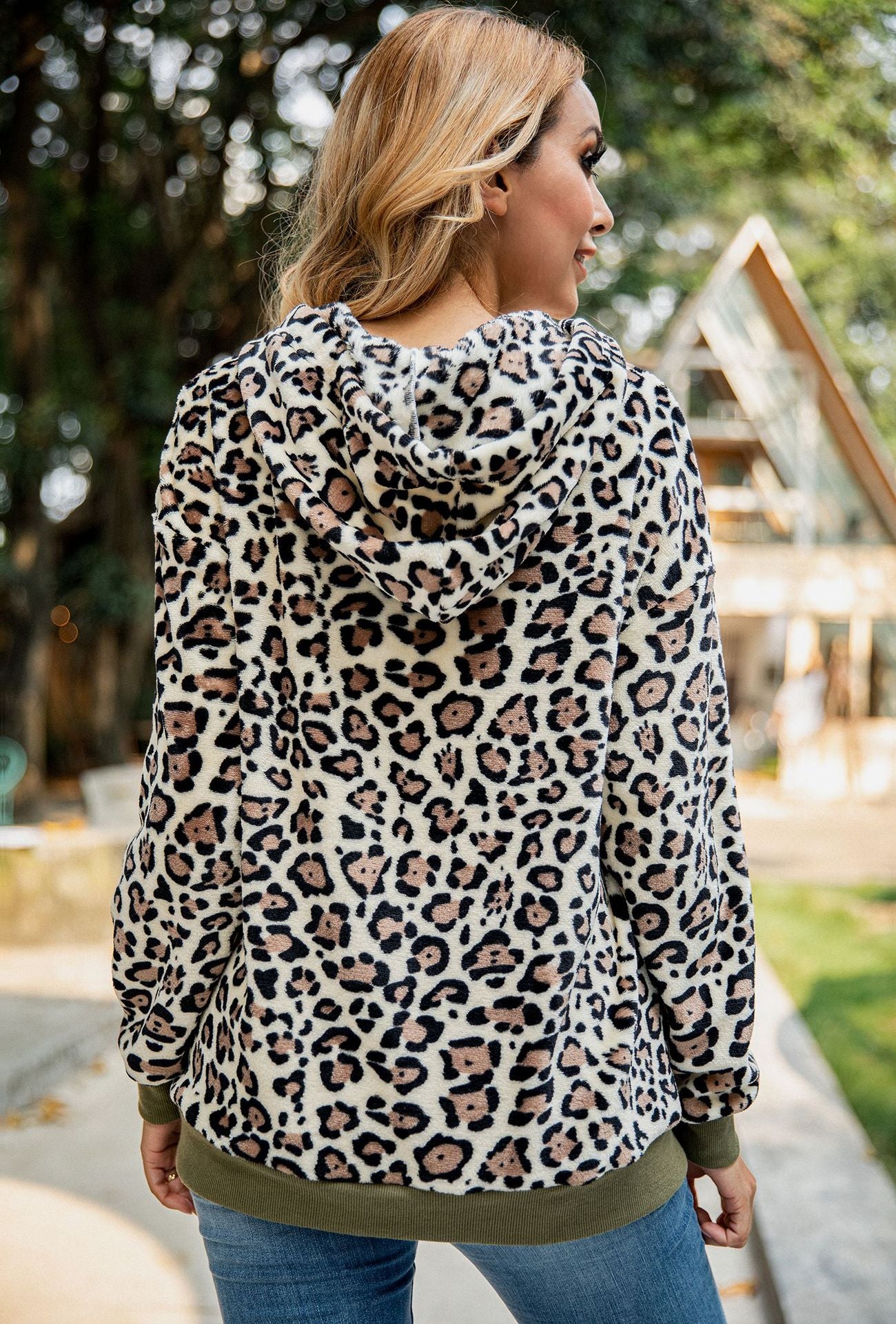 Leopard Print Hooded Sweashirt