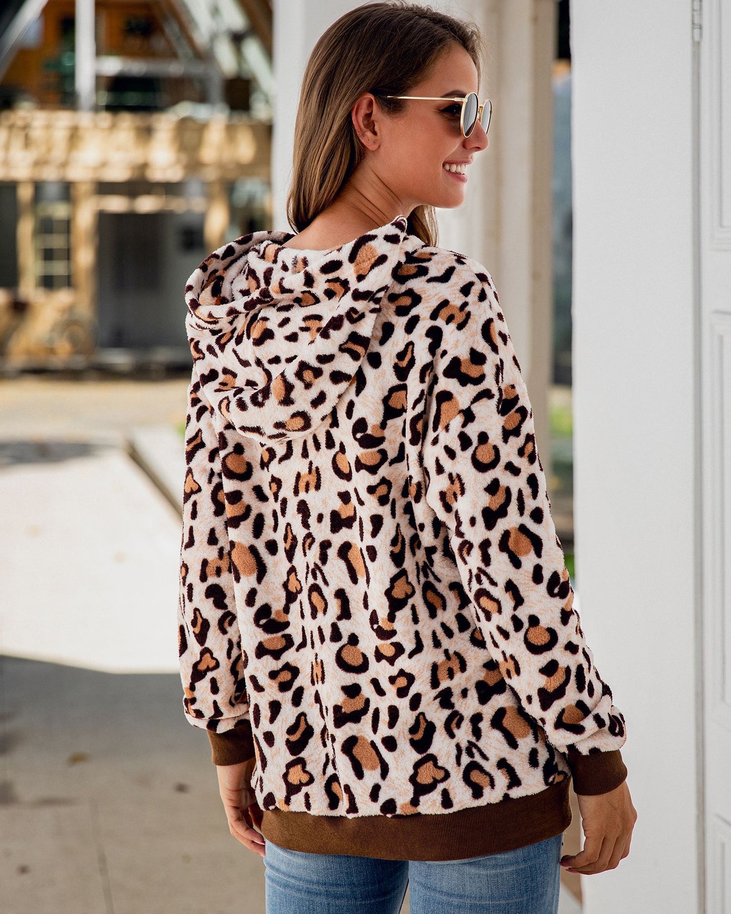 Leopard Print Hooded Sweashirt