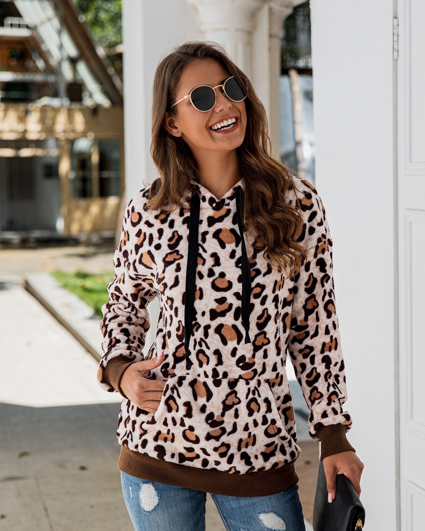 Leopard Print Hooded Sweashirt