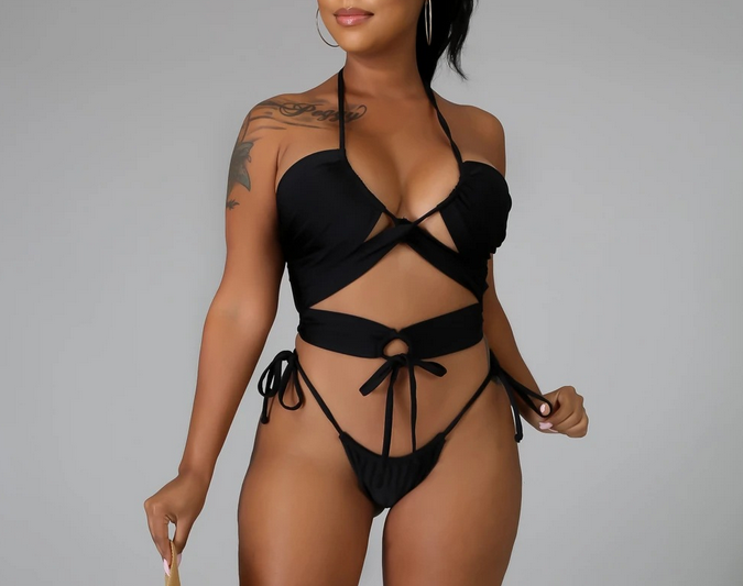 Cross Hollow Out Bikini Set