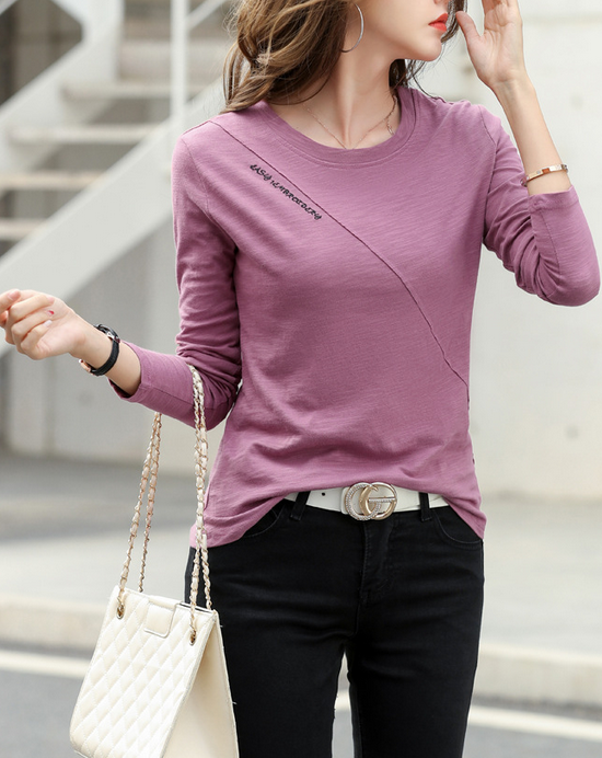 Pure cotton casual long-sleeved T-shirt