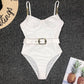 Metal Chain Shoulder Strap Swimsuit