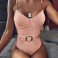 Metal Chain Shoulder Strap Swimsuit