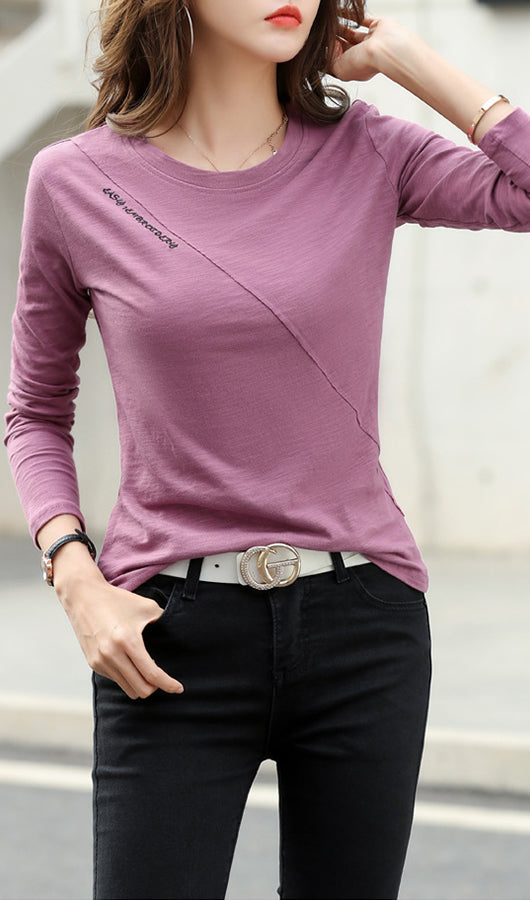 Pure cotton casual long-sleeved T-shirt
