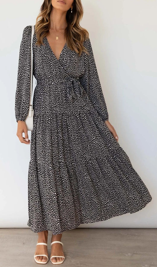 Dots V Neck Dress