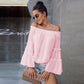 Pagoda Sleeve Off The Shoulder Chiffon Top