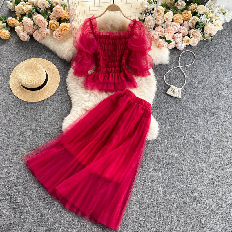 Grenadine Skirt And Top Two Pieces Set