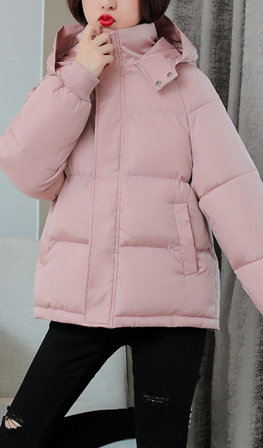 Hooded casual down cotton jacket