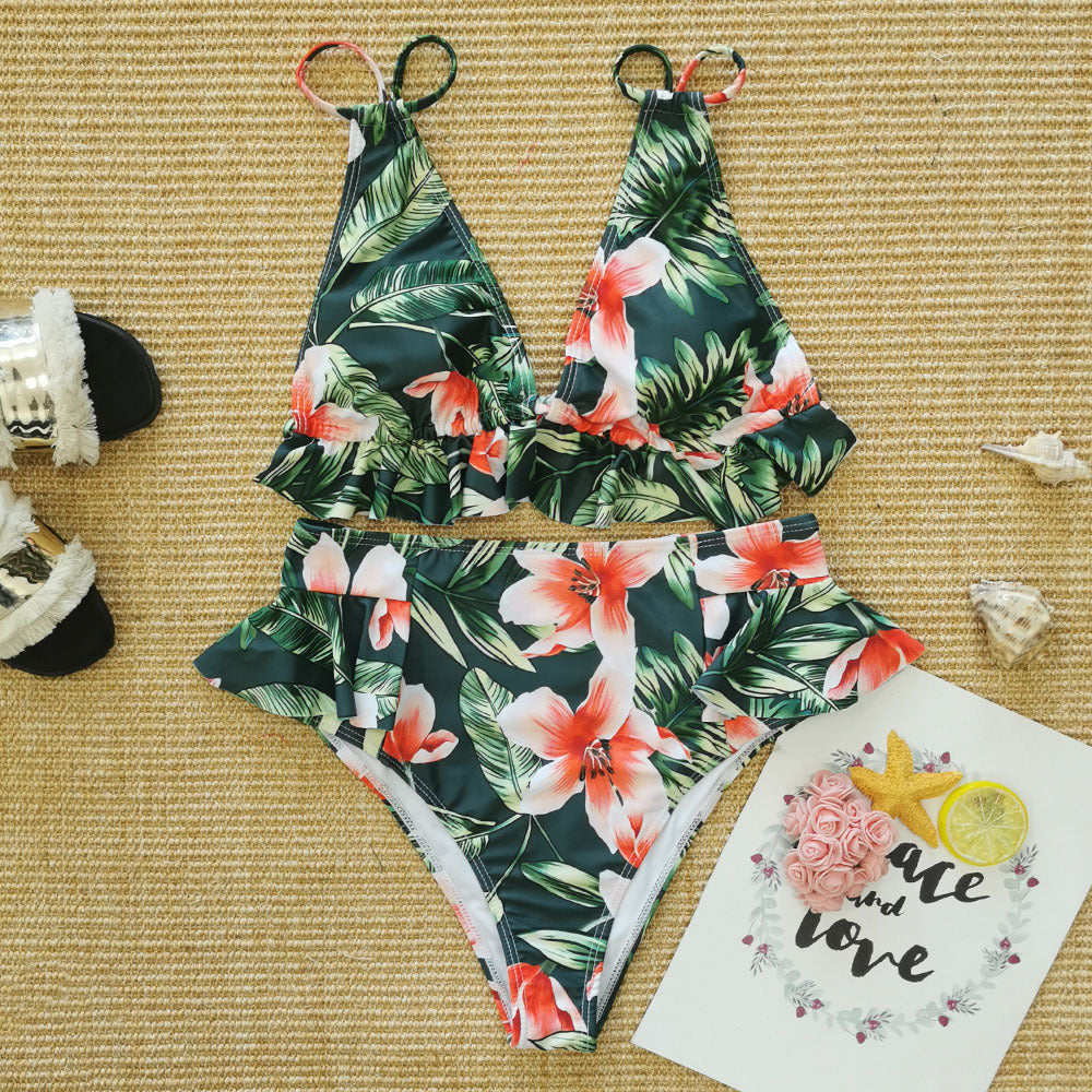 Floral High Waist Bikini Set