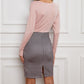 Deep V Neck  Long Sleeve Dress