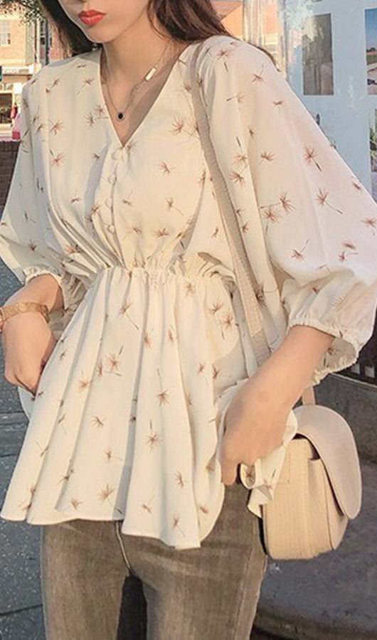 Floral V Neck Top