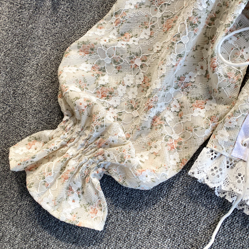Lace Splicing Floral Top