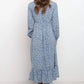 Floral Deep V Neck Maxi Dress