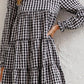Checked Print Long Sleeve Dress