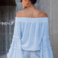 Pagoda Sleeve Off The Shoulder Chiffon Top