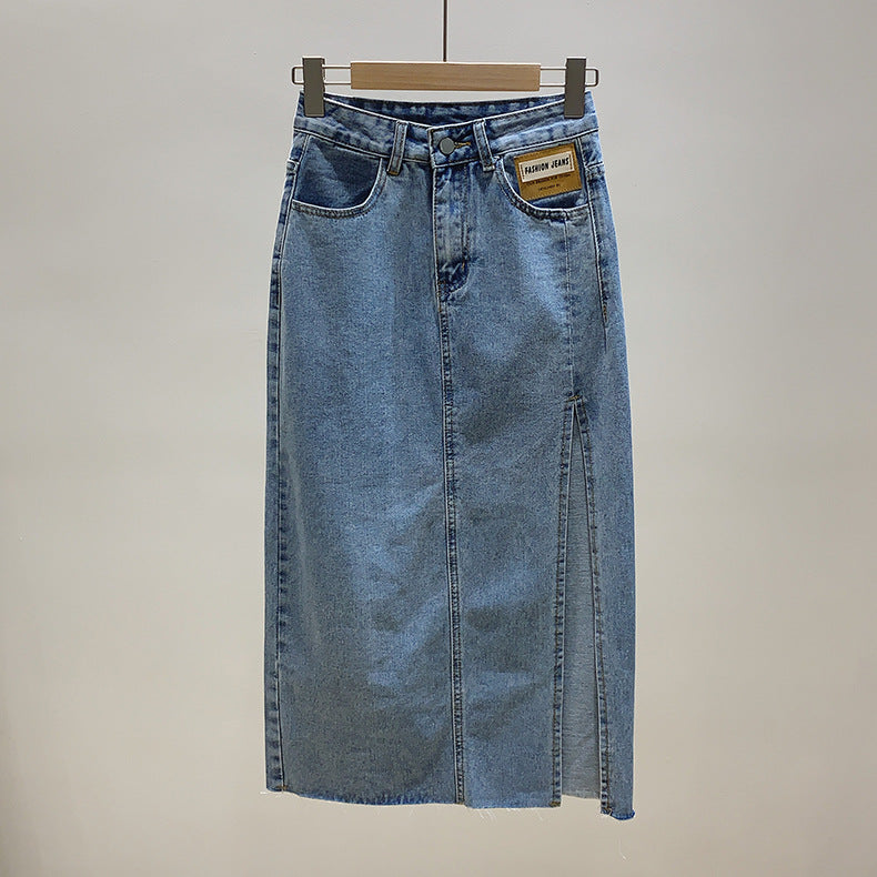 Denim Slit Skirt