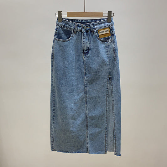 Denim Slit Skirt