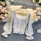 Lace Splicing Floral Top