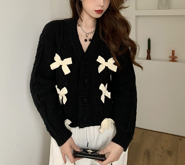Bowknot Knotted Sweater Cardigan