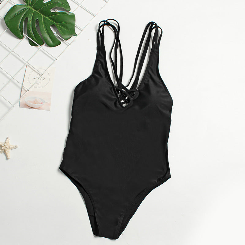 One Piece Solid Color Bikini