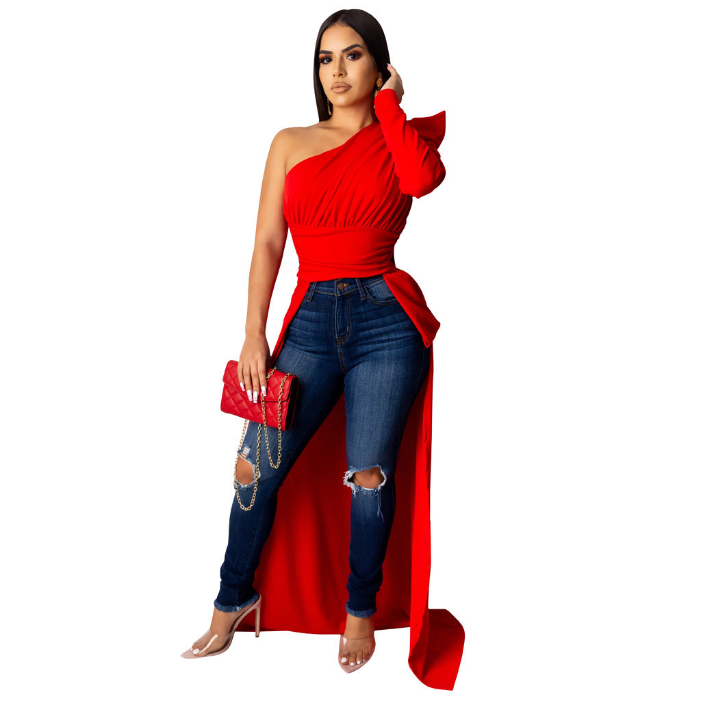 One Shoulder Irregular Top