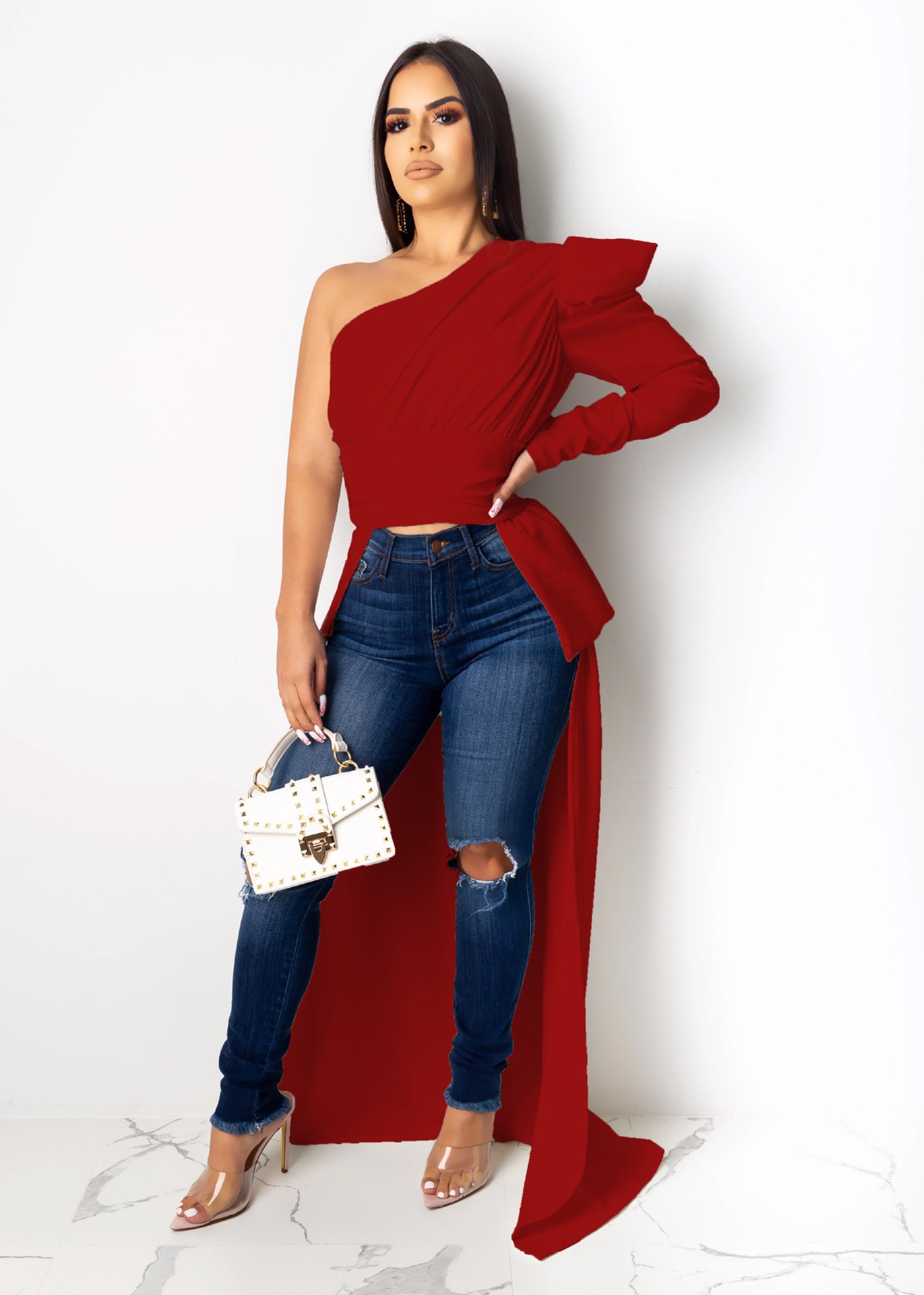 One Shoulder Irregular Top