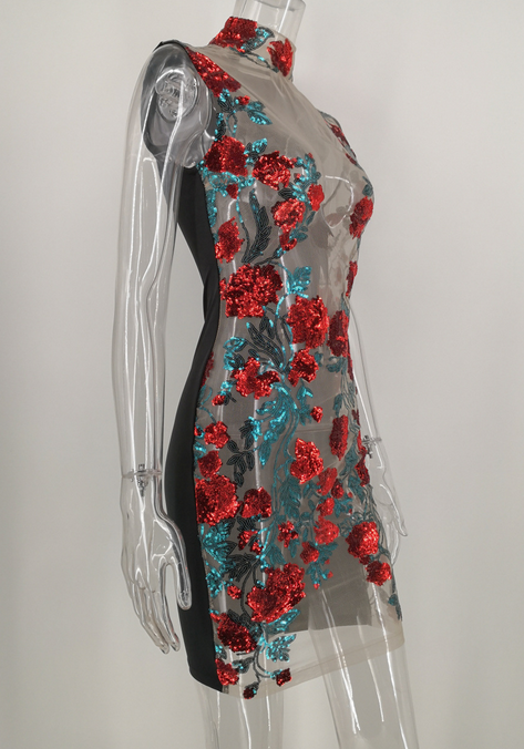 Floral See-through Bodycon Dress