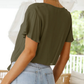 Front Buttons Deep V Neck Top
