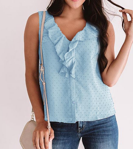 Ruffles V Neck Chiffon Top