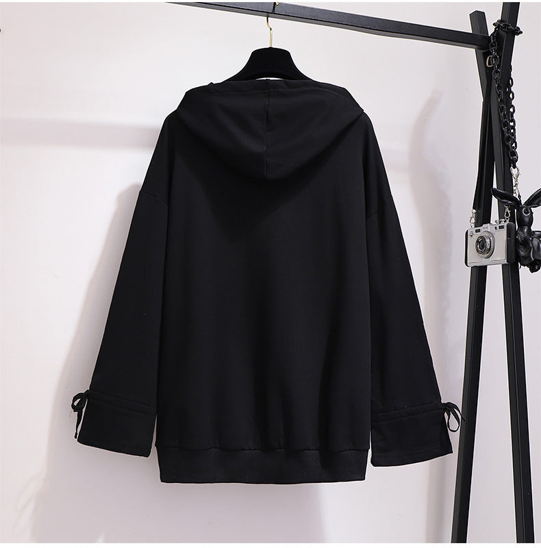 Plus Size Floral Hooded Sweatshirt